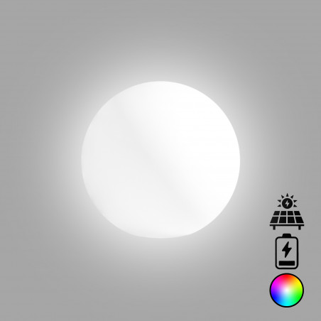 Lampada sfera di design Ø50 in polimero luce multicolor con bateria e solare per interno ed esterno - Made in Italy - Monacis
