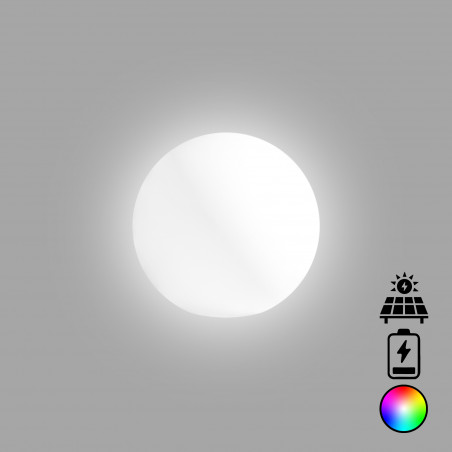 Lampada sfera di design Ø40 in polimero LED multicolor con batteria e solare per interno ed esterno - Made in Italy - Monacis