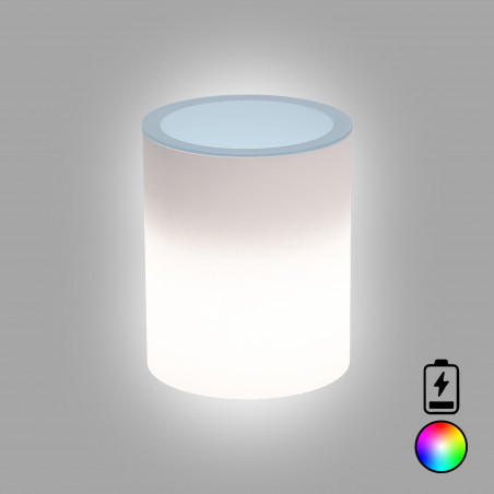 Table Basse Relax Led Lumineux Multicolore Avec Batterie Polymère Monacis - Verre Ø40 Cm - 50 H