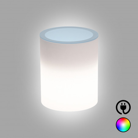 Tavolino luminoso di design con piano in vetro Ø40 H50 LED multicolor per interno ed esterno - Made in Italy - Monacis