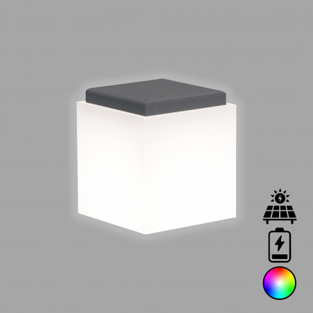 Pouf luminoso moderno di design 40x40 H47,5 in polimero resistente con LED multicolor per interno ed esterno - Made in Italy - Monacis