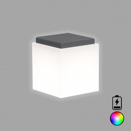 Pouf luminoso moderno di design 40x40 H47,5 in polimero resistente con LED multicolor per interno ed esterno - Made in Italy - Monacis