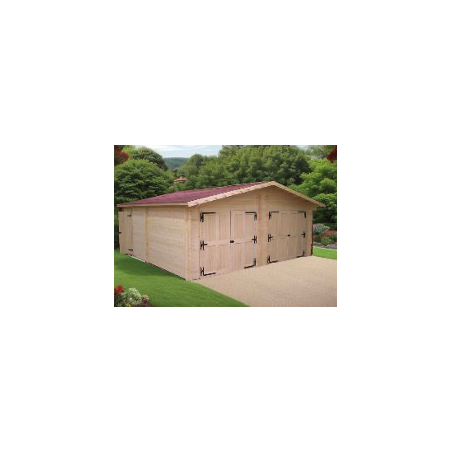 Garage doppio in legno 620x620 cm – Pareti 42 mm – Tetto 42 m² – Vermont – VR6262S Foresta