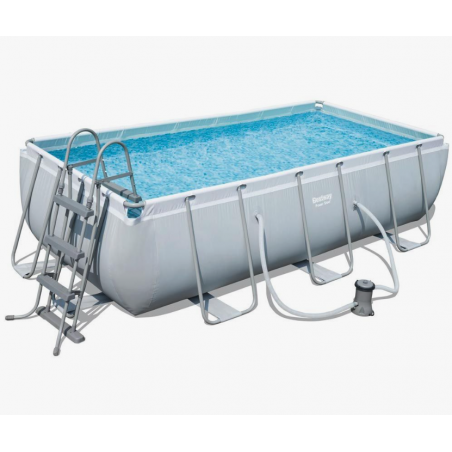 Piscina fuori terra rettangolare con telaio in acciaio e pompa filtro, 404x201x100 cm con scaletta e dosatore cloro 6478 L