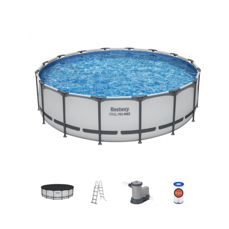 Piscina fuori terra rotonda con filtro a cartuccia e scaletta, diametro 488 cm altezza 122 cm con telo copertura - Bestway