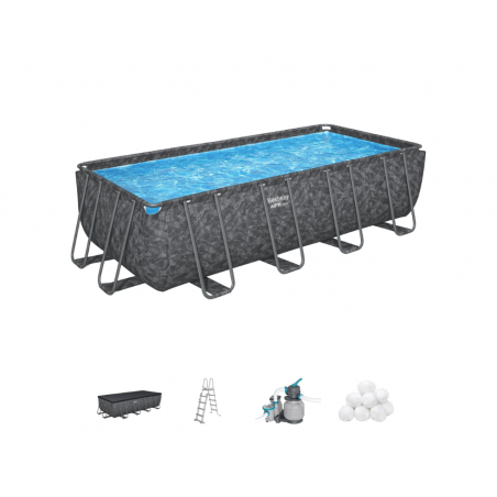 Piscina fuori terra rettangolare con filtro a sabbia Polysphere e scaletta, 579x274x132 cm telo copertura incluso - Bestway