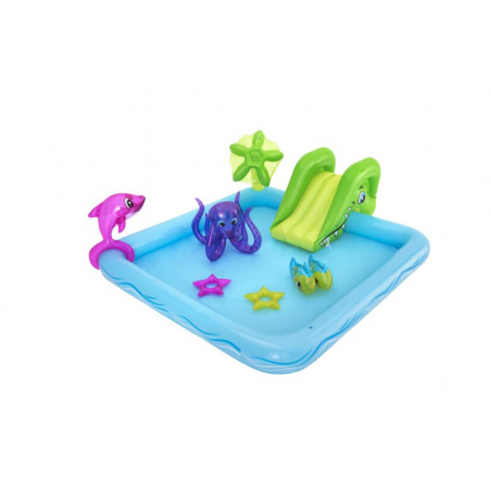 Piscina gonfiabile bambini con scivolo e spruzzi d’acqua, area gioco acquatica 239x206x86 cm con accessori, capacità 308 L
