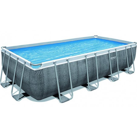 Piscina fuori terra rettangolare Bestway Power Steel effetto rattan 488x244x122 cm con filtro, scaletta e copertura