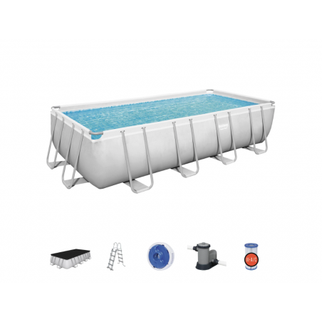 Piscina fuori terra rettangolare Bestway Power Steel 56465 549x274x122 cm con filtro, scaletta e copertura