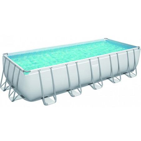 Piscina fuori terra Bestway Power Steel 5612B rettangolare 640x274x132 cm con filtro a sabbia scaletta telo e ChemConnect