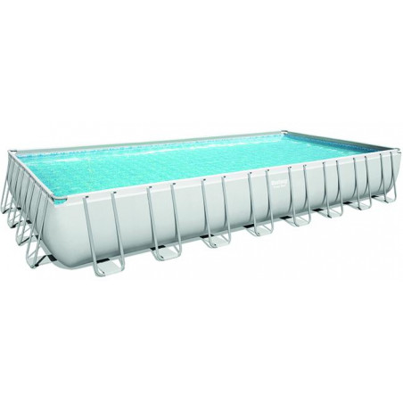 Piscina fuori terra Bestway Power Steel 56623 rettangolare 956x488x132 cm con filtro a sabbia scaletta telo e dispenser