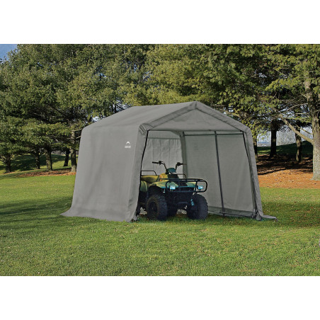 Capanno deposito da giardino in acciaio e telo PVC impermeabile 246x244 cm, copertura anti UV con porta zip per attrezzi esterno