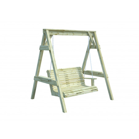 Dondolo da giardino in legno impregnato 179x161x198 cm con seduta relax sospesa, struttura autoportante per esterno - Esterni da Vivere