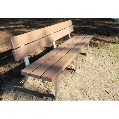 Panca da giardino in WPC con schienale, seduta 3 posti effetto legno resistente esterno 180 cm - Esterni da Vivere