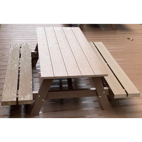 Tavolo picnic in WPC con panche integrate, set 6 posti effetto legno resistente esterno 180 cm - Esterni da Vivere