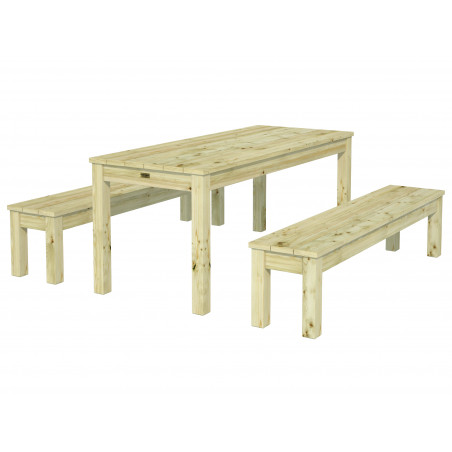 Tavolo picnic da giardino con panche integrate in legno pino impregnato, 180 cm, set pranzo esterno 6-8 posti - Esterni da Vivere