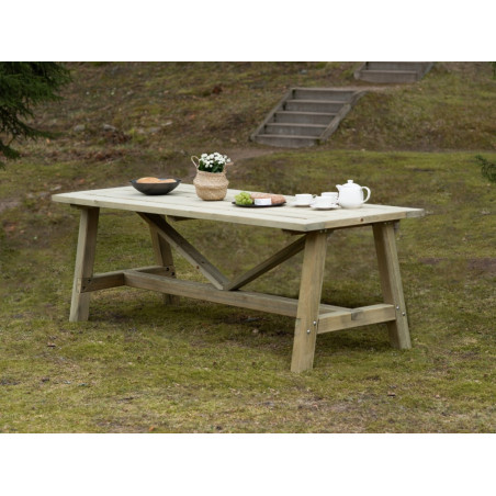 Tavolo da giardino in legno 240x90 cm, piano spesso 44 mm, pino impregnato per esterno resistente - Esterni da Vivere