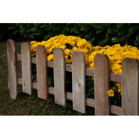 Bordura giardino in legno 15 pezzi totali 16,5 metri, steccato decorativo altezza 30/45 cm lunghezza 110 cm - Esterni da Vivere
