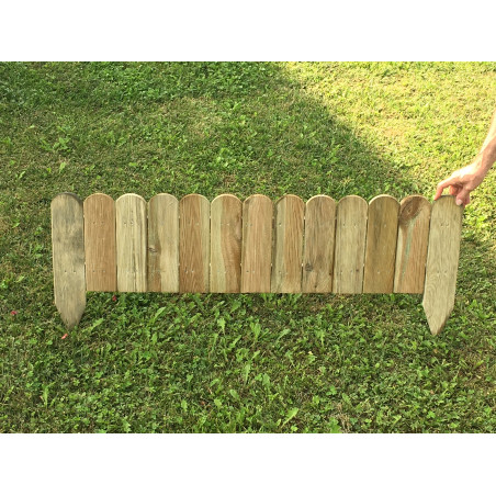 Bordura giardino in legno 20 pezzi totali 24 metri, steccato decorativo altezza 30/45 cm lunghezza 120 cm - Esterni da Vivere