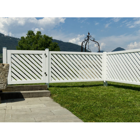 Cancello giardino in legno bianco 2 pezzi totali, dimensioni 100x90 cm per recinzione esterna - Esterni da Vivere