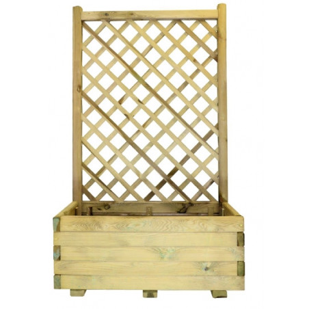 Fioriera con grigliato in legno 2 pezzi totali, dimensioni 80x40x135 cm con supporto rampicanti da esterno - Esterni da Vivere