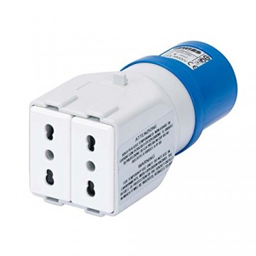 GW64211 Industrial to civil adapter 2P+E 16A 230V plug and 2 Bivalent 2P+E sockets P17-P11 10/16A