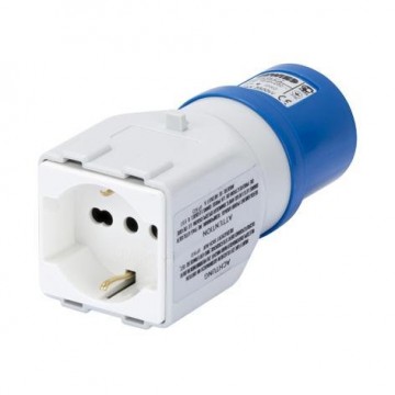 GW64212 Adaptateur industriel vers civil Ip44 Fiche 2P+T 16A 230V et 1 prise 2P+T 10/16A bivalente P30/P17