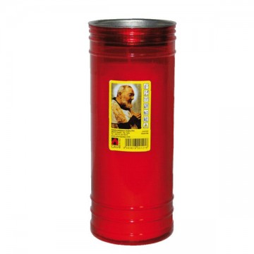 Cero Votivo Padre Pio Rosso Maxi 8X21